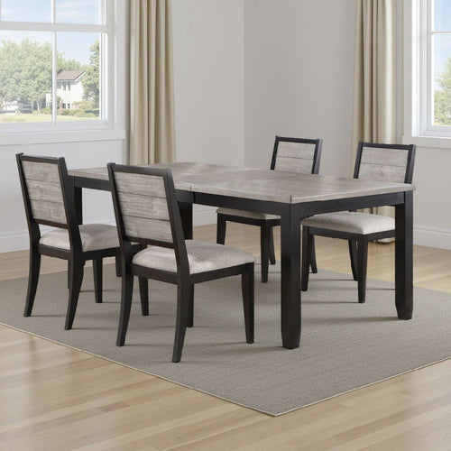 Elina 5pc Extendable Dining Table with 4 Chairs | Farmhouse Gray, Black