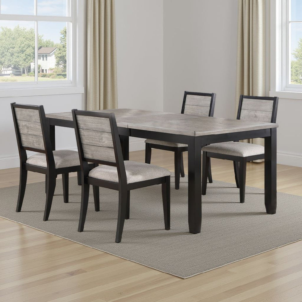 Elina 5pc Extendable Dining Table with 4 Chairs | Farmhouse Gray, Black
