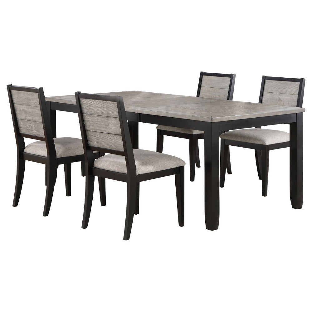 Elina 5pc Extendable Dining Table with 4 Chairs | Farmhouse Gray, Black