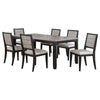 Elina 7pc Extendable Dining Table with 6 Chairs | Farmhouse Gray, Black