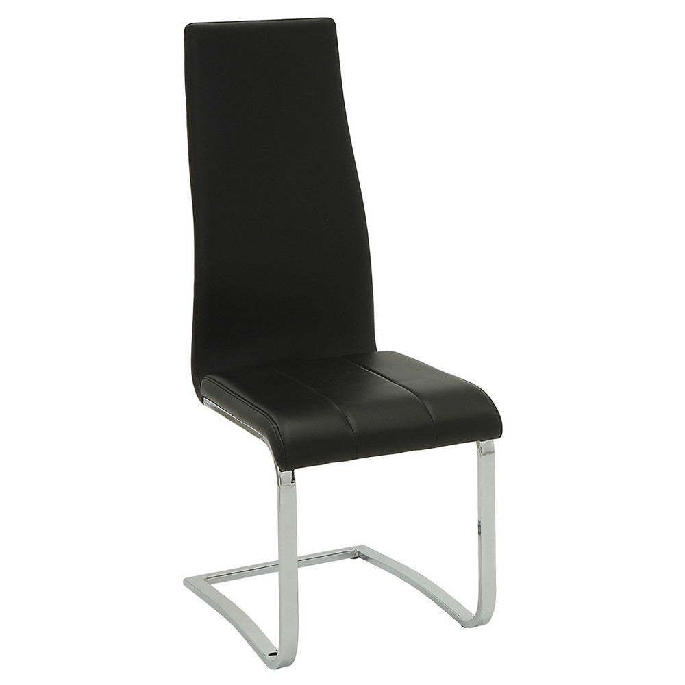 Feni 5pc Dining Table and 4 Black Faux Leather Chairs | White Gloss BM338019