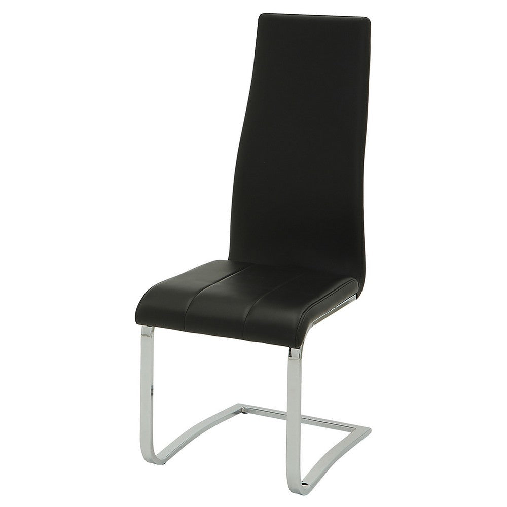 Feni 5pc Dining Table and 4 Black Faux Leather Chairs | White Gloss BM338019