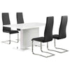 Feni 5pc Dining Table and 4 Black Faux Leather Chairs | White Gloss