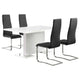 Feni 5pc Dining Table and 4 Black Faux Leather Chairs | White Gloss
