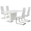 Feni 5pc Dining Table and 4 White Faux Leather Chairs | Gloss