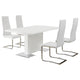 Feni 5pc Dining Table and 4 White Faux Leather Chairs | Gloss