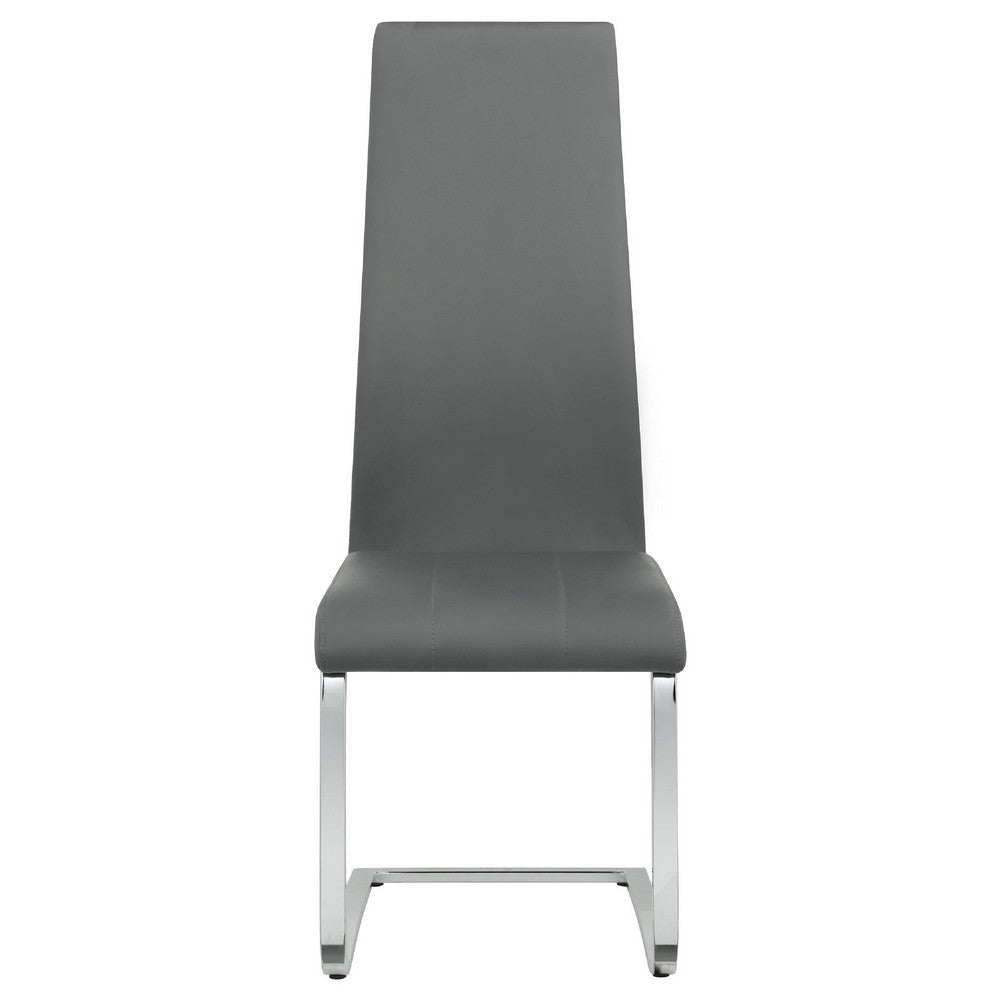 Feni 5pc Dining Table and 4 Gray Faux Leather Chairs | White Gloss BM338021