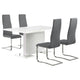 Feni 5pc Dining Table and 4 Gray Faux Leather Chairs | White Gloss