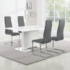 Feni 5pc Dining Table and 4 Gray Faux Leather Chairs | White Gloss