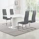 Feni 5pc Dining Table and 4 Gray Faux Leather Chairs | White Gloss
