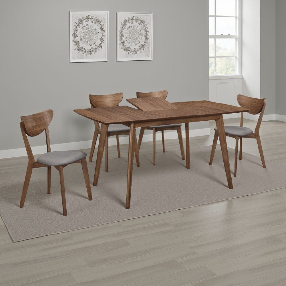 Relo 5pc Extendable Dining Table and 4 Chairs | Walnut Brown | Gray