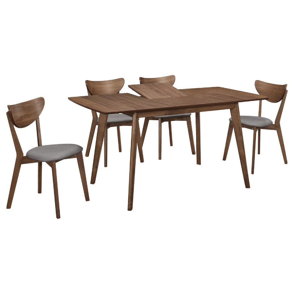 Relo 5pc Extendable Dining Table and 4 Chairs | Walnut Brown | Gray