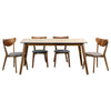 Pero 5pc Dining Table and 4 Chairs | Walnut Brown | White Faux Marble
