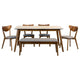 Pero 6pc Dining Table, Bench, & 4 Chairs | White Faux Marble | Brown