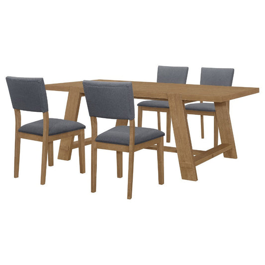 Alia 5pc Dining Table and 4 Chairs | Farmhouse Blue | Brushed Brown