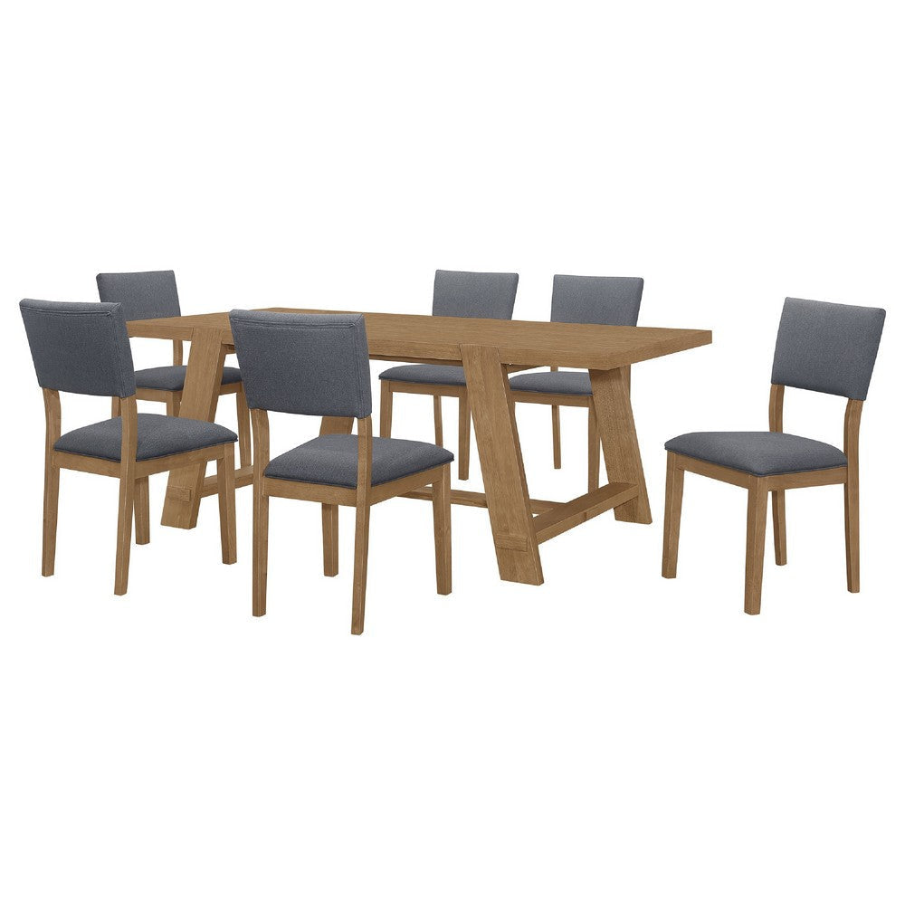 Alia 7pc Dining Table and 6 Chairs | Farmhouse Blue | Brushed Brown