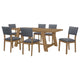 Alia 7pc Dining Table and 6 Chairs | Farmhouse Blue | Brushed Brown