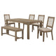 Scott 6pc Dining Table, Bench, & 4 Ladderback Chairs | Brushed Brown