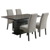 Tela 5pc Dining Table and 4 Chairs Set | Black Pedestal Base | Gray