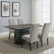 Tela 5pc Dining Table and 4 Chairs Set | Black Pedestal Base | Gray