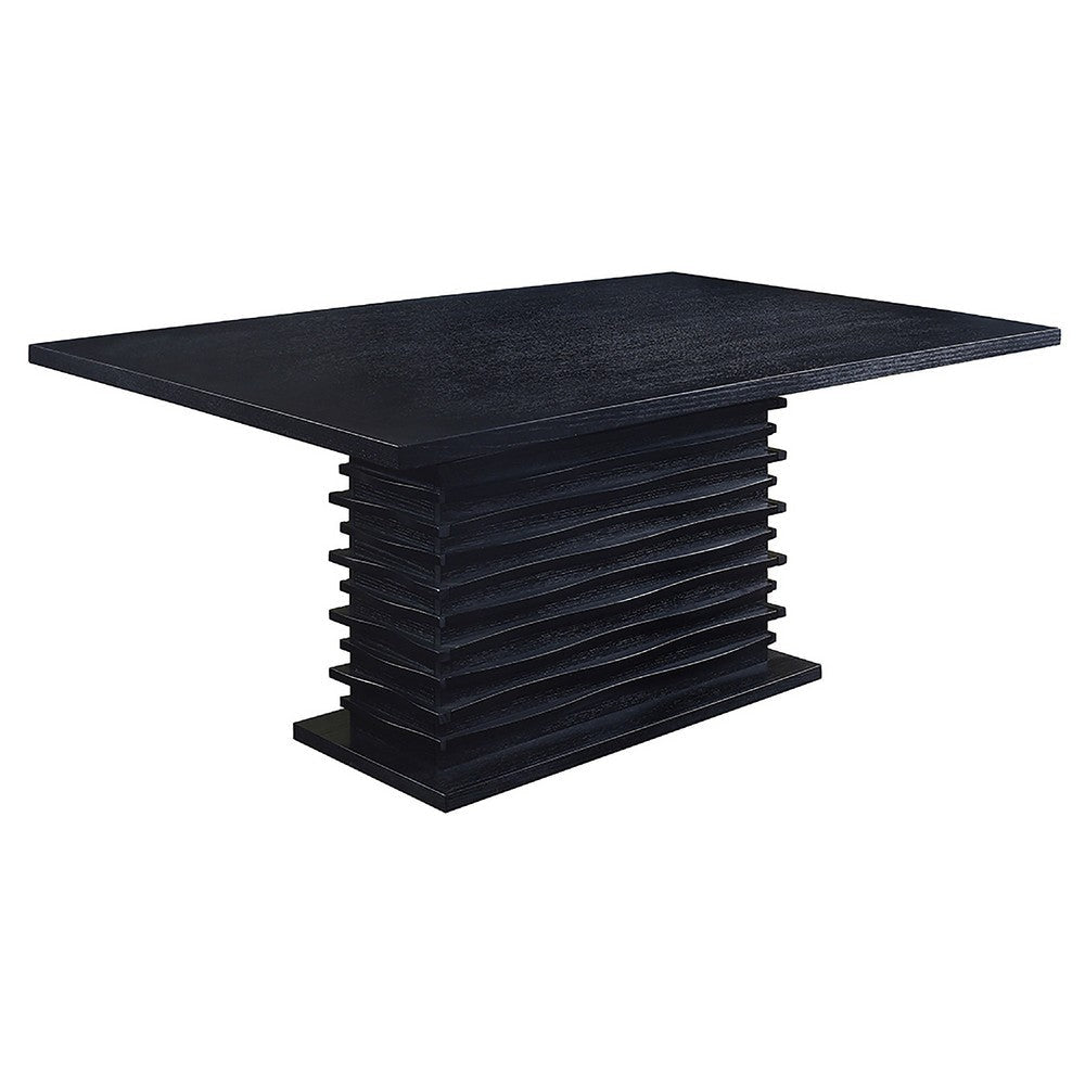 Tela 7pc Dining Table and 6 Chairs Set | Black Pedestal Base | Gray BM338031