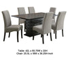 Tela 7pc Dining Table and 6 Chairs Set | Black Pedestal Base | Gray BM338031