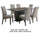 Tela 7pc Dining Table and 6 Chairs Set | Black Pedestal Base | Gray BM338031