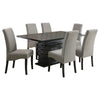 Tela 7pc Dining Table and 6 Chairs Set | Black Pedestal Base | Gray