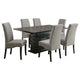 Tela 7pc Dining Table and 6 Chairs Set | Black Pedestal Base | Gray