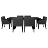 Kinza 7pc Dining Table & 6 Chairs Set | Black Tambour | Charcoal Gray