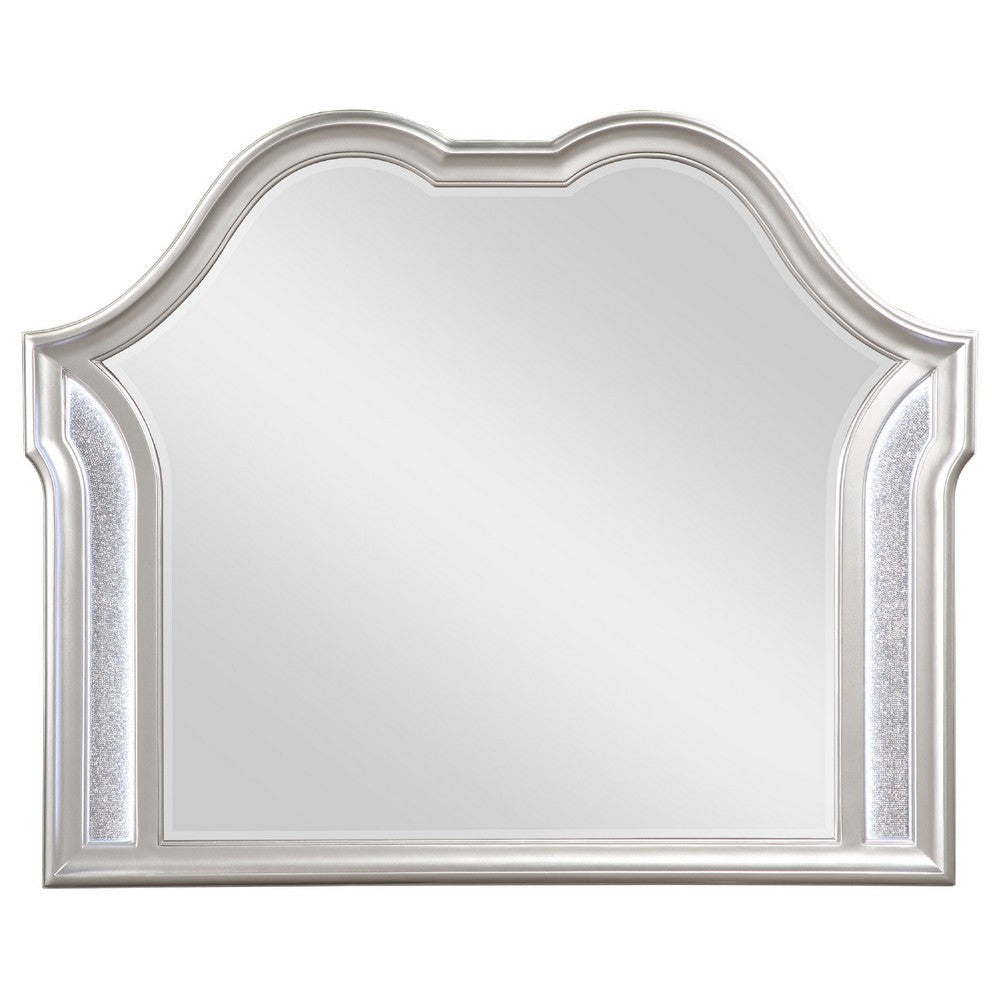 Nive Dresser Mirror Silver Wood Frame Double Arch Top 40’’ BM338034