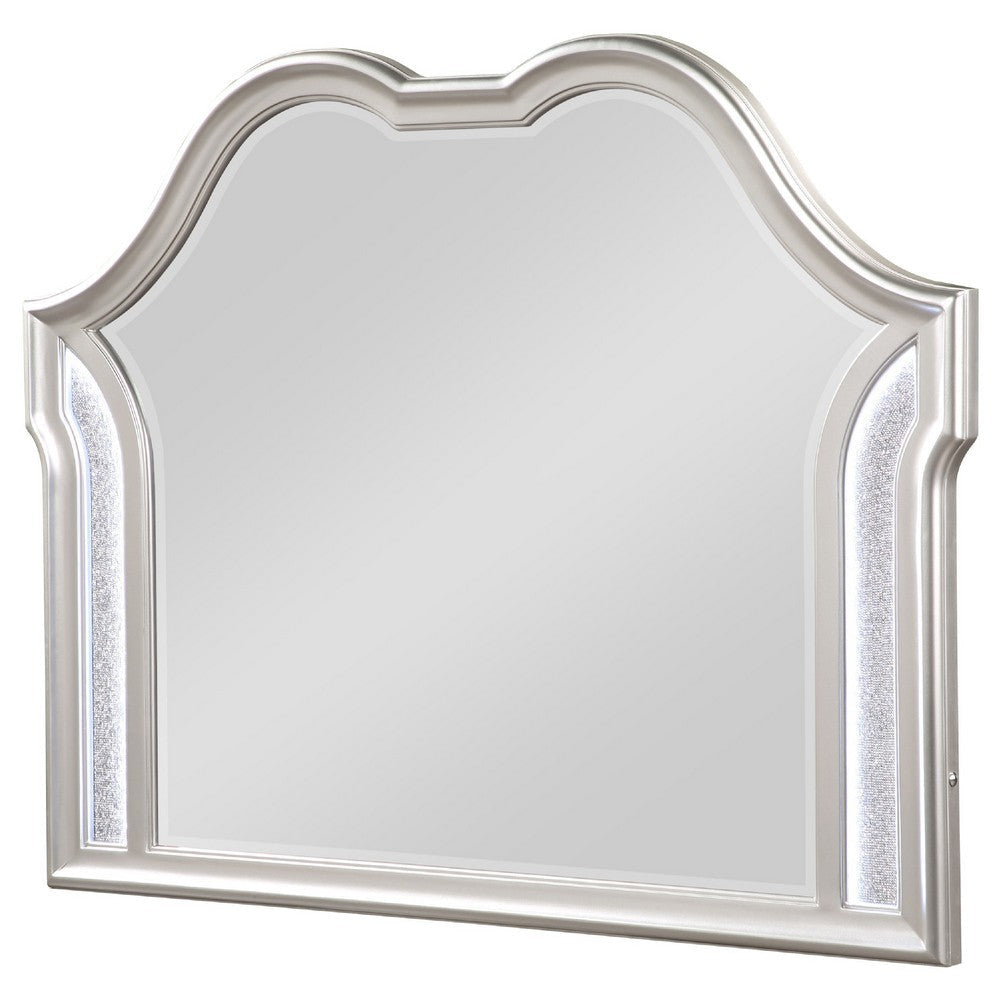 Nive Dresser Mirror Silver Wood Frame Double Arch Top 40’’ BM338034