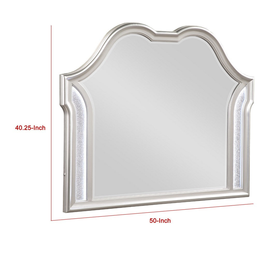 Nive Dresser Mirror Silver Wood Frame Double Arch Top 40’’ BM338034