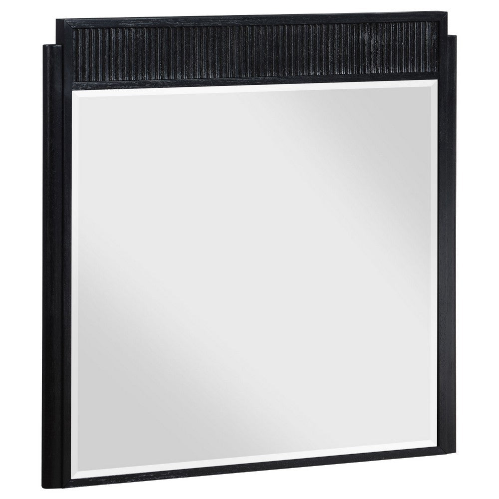 Jack Dresser Mirror, Black Wood, Molded Frame Design, Square 36"