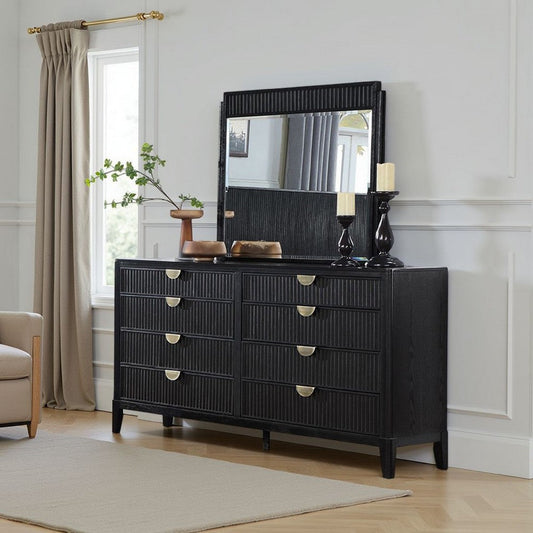 Jack Dresser Mirror, Black Wood, Molded Frame Design, Square 36"