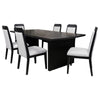 Jack 7-Piece Extension Dining Table Set, 6 Chairs, Black Wood Finish