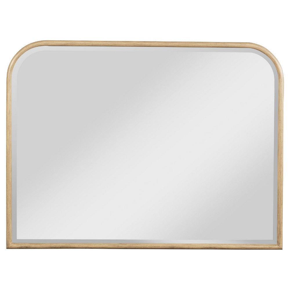 Lno Dresser Mirror, Beige Oak Wood Frame, Rectangular Shape, 36"