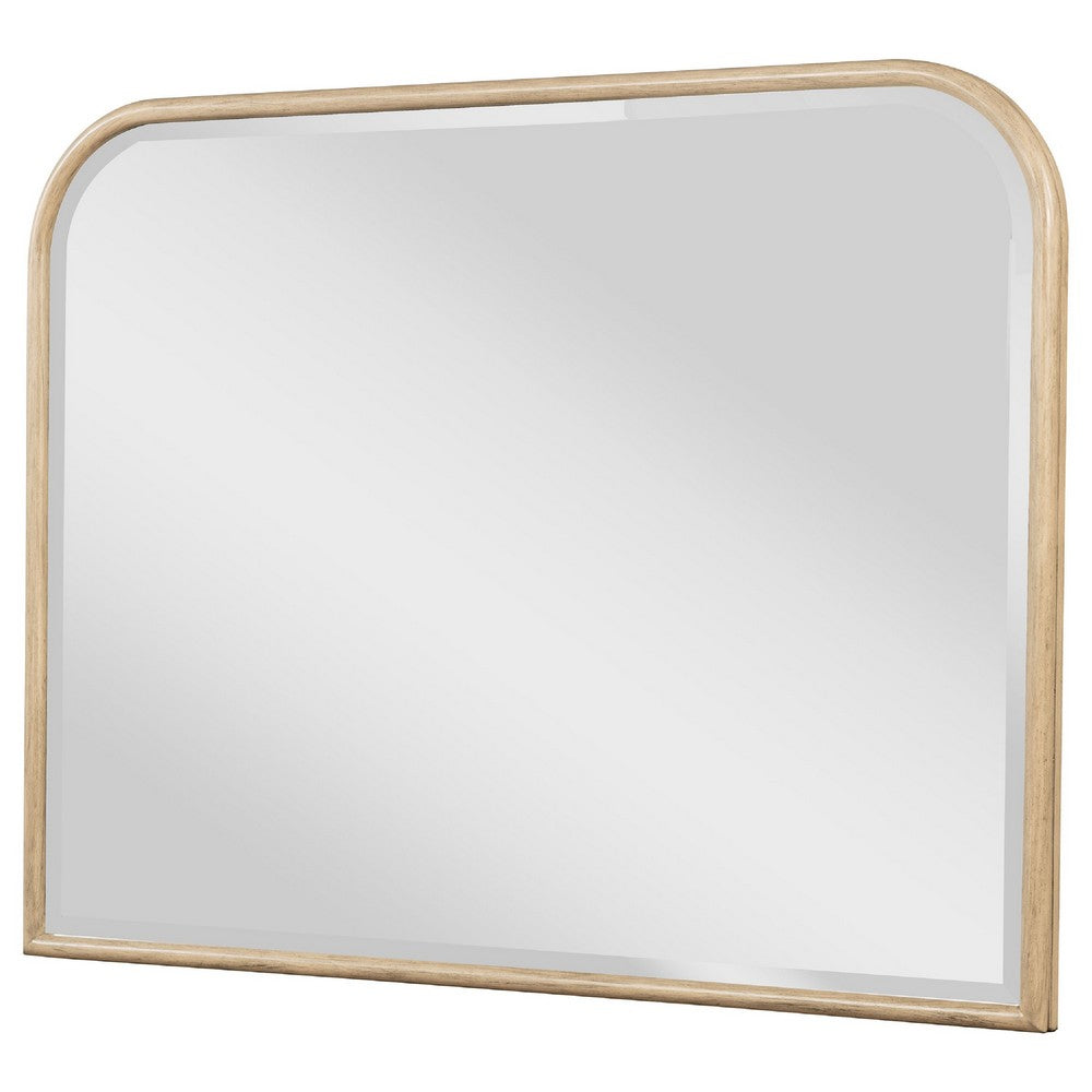 Lno Dresser Mirror, Beige Oak Wood Frame, Rectangular Shape, 36"