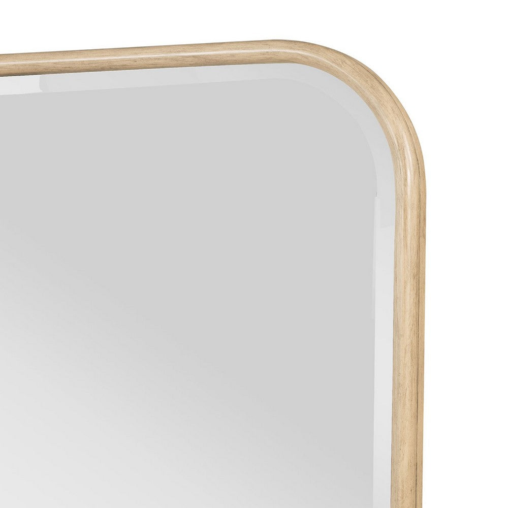 Lno Dresser Mirror, Beige Oak Wood Frame, Rectangular Shape, 36"