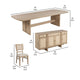 Lno 10-Piece Rectangular Dining Table Set 8 Chairs Sideboard Beige BM338041