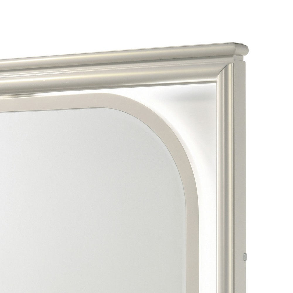 Ory Dresser Mirror Touch LED Lighting Pearl White Wood Frame 36’’ BM338045