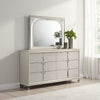 Ory Dresser Mirror, Touch LED Lighting Pearl White Wood Frame, 36"