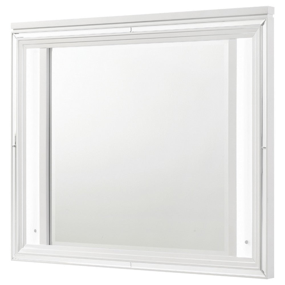 Mory LED Dresser Mirror Touch Lighting White Wood Frame 36’’ BM338046