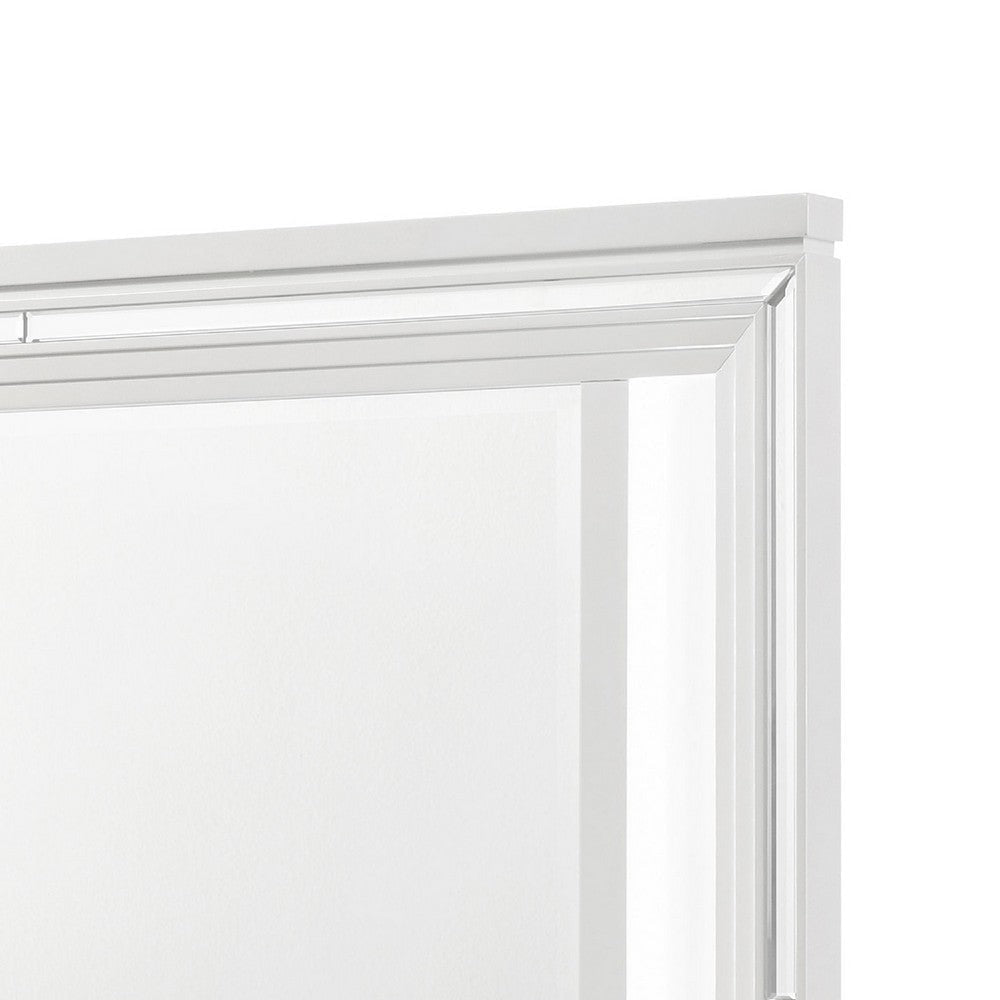 Mory LED Dresser Mirror Touch Lighting White Wood Frame 36’’ BM338046