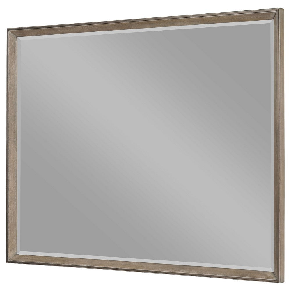 Lyni Dresser Mirror Washed Oak Gray Wood Frame Rectangular 40’’ BM338047