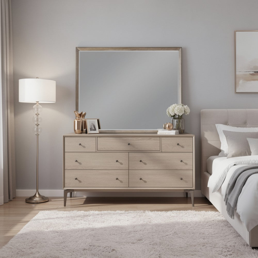 Lyni Dresser Mirror, Washed Oak Gray Wood Frame, Rectangular 40"