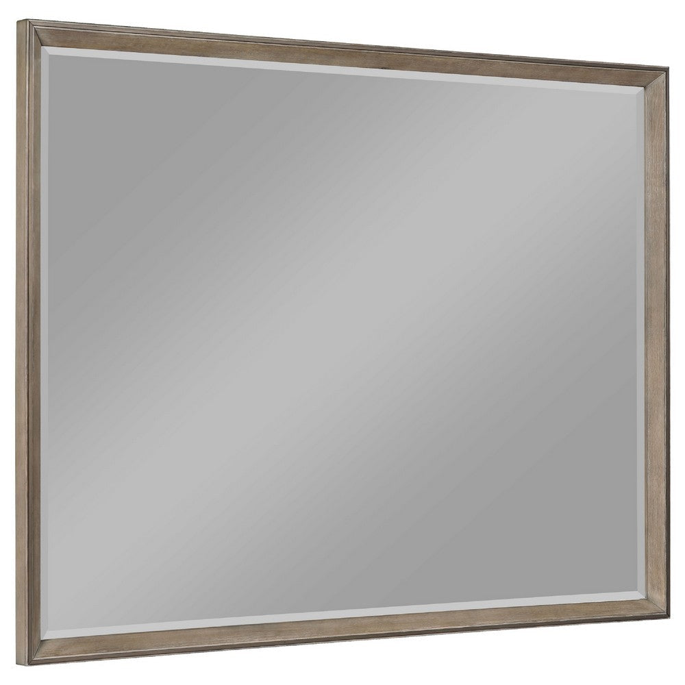 Lyni Dresser Mirror, Washed Oak Gray Wood Frame, Rectangular 40"