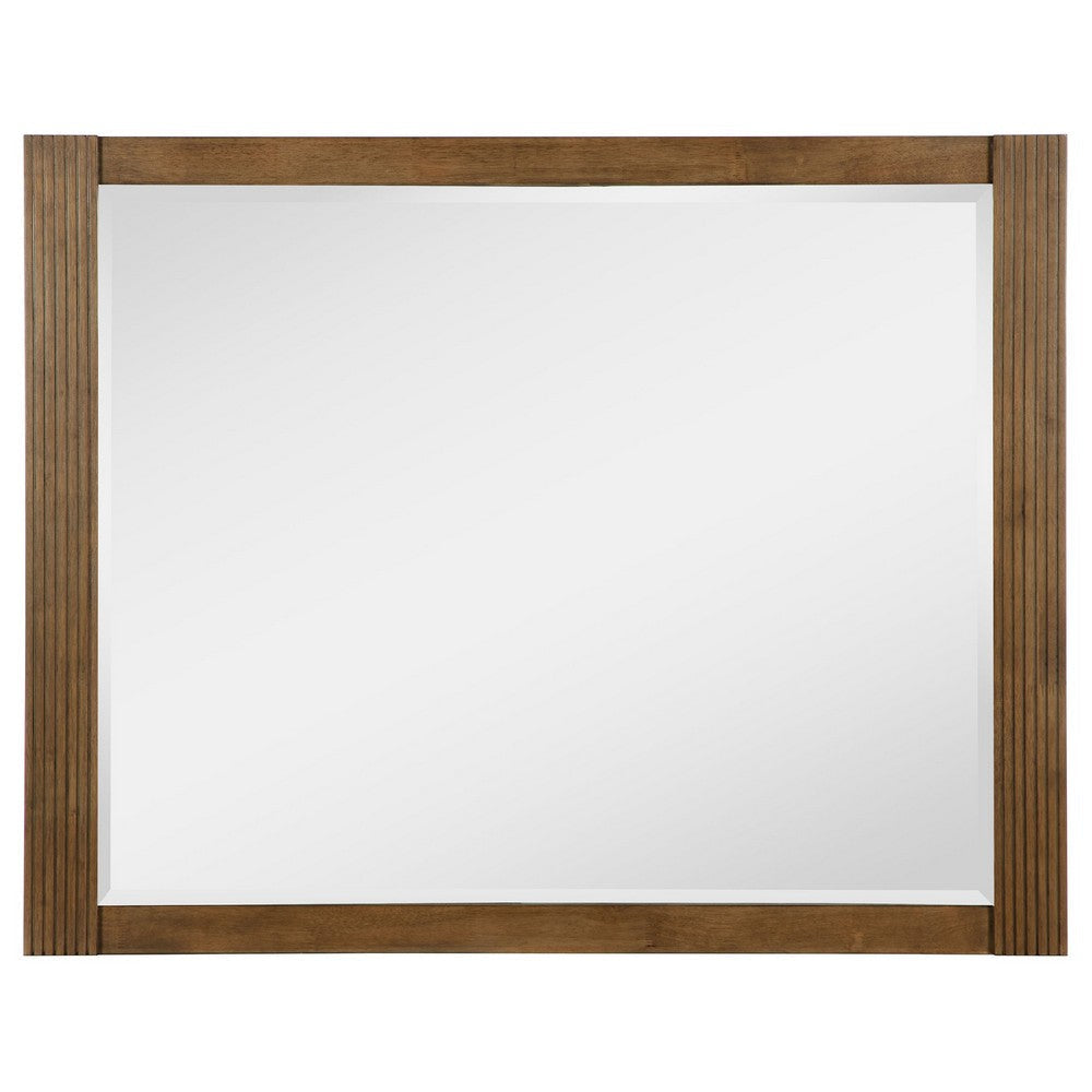 Reon Dresser Mirror Ash Brown Wood Frame Vertical Fluting 38’’ BM338050