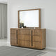 Reon Dresser Mirror, Ash Brown Wood Frame, Vertical Fluting, 38"