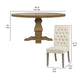 Som 5pc Round Dining Table Set | 4 Oatmeal Button Tufted Fabric Chairs BM338053